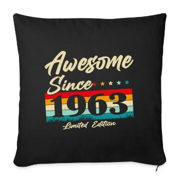 1963 Jahrgang geboren Vintage Geburtstag Geschenk - Sofakissenbezug 45 x 45 cm - Schwarz - Vorne