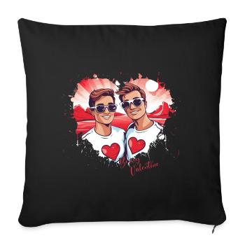 Idée de Saint-Valentin gay LGBT pour les gays - Housse de coussin décorative 45 x 45 cm - noir - Devant