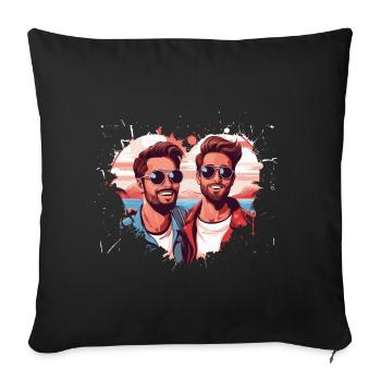 Idée de Saint-Valentin gay LGBT pour les gays - Housse de coussin décorative 45 x 45 cm - noir - Devant