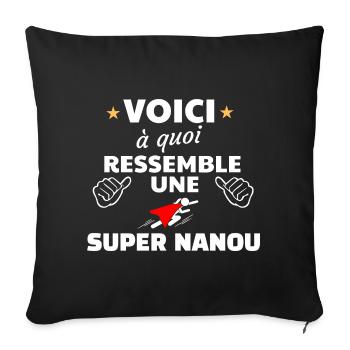 Design Inspiré Super Nanou Fête Noël - Housse de coussin décorative 45 x 45 cm - noir - Devant