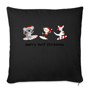 Happy Surf Christmas - Sofakissenbezug 45 x 45 cm - Schwarz - Vorne