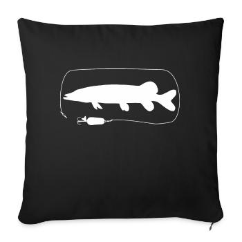 Pike with spoon blinker - Sofa pillowcase 17,3'' x 17,3'' (45 x 45 cm) - black - Front