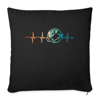 Heartbeat Journey - Sofa pillowcase 17,3'' x 17,3'' (45 x 45 cm) - black - Front