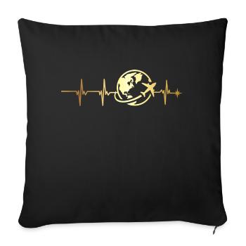 Heartbeat Journey - Sofa pillowcase 17,3'' x 17,3'' (45 x 45 cm) - black - Front