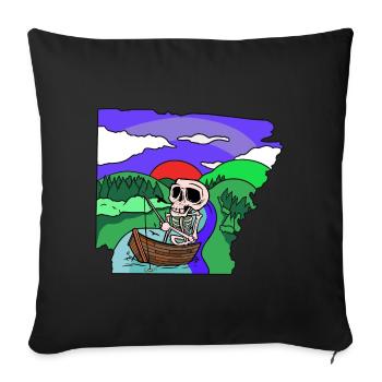 Angler, Skeleton Fishing, Fishing, Hobby, Fishing, Nature - Sofa pillowcase 17,3'' x 17,3'' (45 x 45 cm) - black - Front