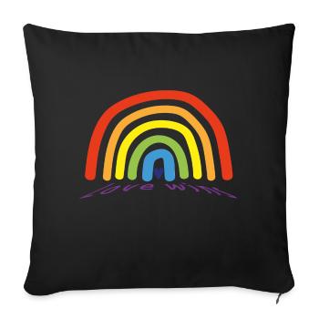 Rainbow Love Wins - Sofa pillowcase 17,3'' x 17,3'' (45 x 45 cm) - black - Front