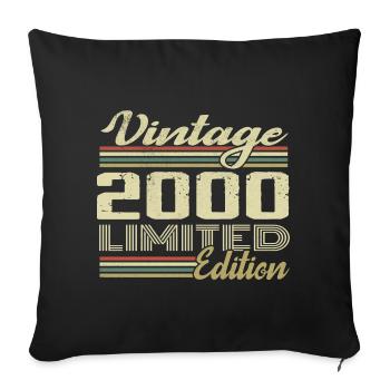 Anniversaire 24 Ans Millésime 2000 Cadeau 2000 - Housse de coussin décorative 45 x 45 cm - noir - Devant