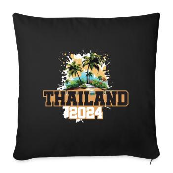 Vacances de voyage en Thaïlande 2024 - Housse de coussin décorative 45 x 45 cm - noir - Devant