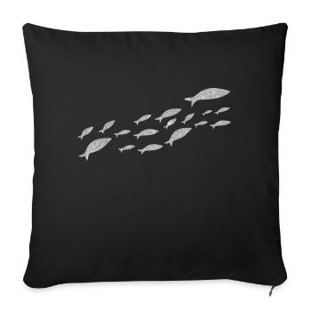 Silver Sardine Fish - Sofa pillowcase 17,3'' x 17,3'' (45 x 45 cm) - black - Front