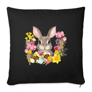 Easter Wreath & Easter Eggs with Rabbit as Easter Bunny - Sofa pillowcase 17,3'' x 17,3'' (45 x 45 cm) - black - Front
