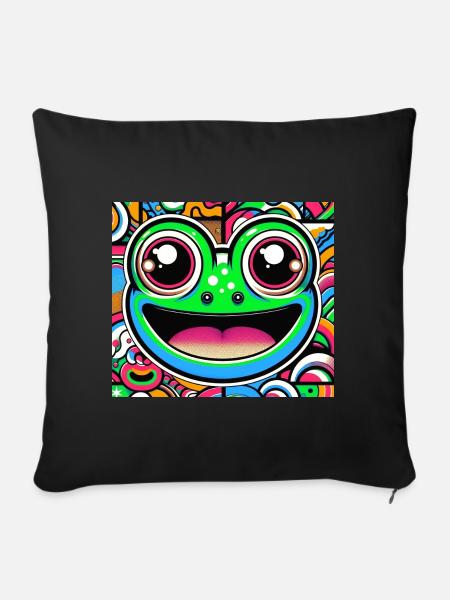 Frosch Pop Art - Sofakissenbezug 45 x 45 cm - Schwarz