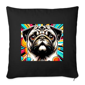 Carlin chien Pop Art - Housse de coussin décorative 45 x 45 cm - noir - Devant