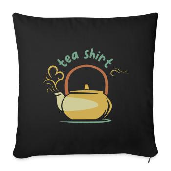 vintage tea pot teashirt illustration comic - Sofa pillowcase 17,3'' x 17,3'' (45 x 45 cm) - black - Front