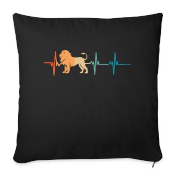 Lion Heartbeat - Sofa pillowcase 17,3'' x 17,3'' (45 x 45 cm) - black - Front