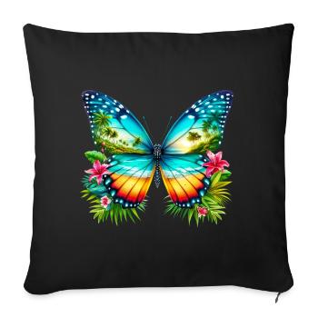Papillon - Housse de coussin décorative 45 x 45 cm - noir - Devant