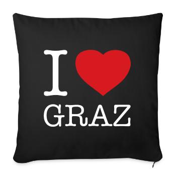J’AIME GRAZ Autriche Österreich - Housse de coussin décorative 45 x 45 cm - noir - Devant
