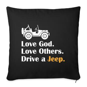 Aimez Dieu Aimez les autres Conduisez une Jeep - Housse de coussin décorative 45 x 45 cm - noir - Devant