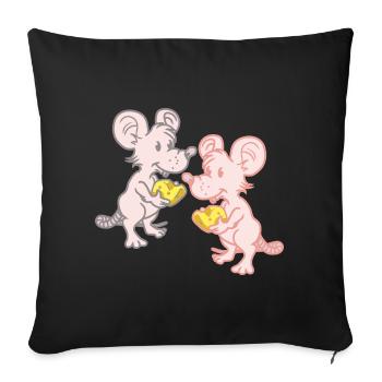 Child Children Mice Mouse Cheese Rodents Rodents - Sofa pillowcase 17,3'' x 17,3'' (45 x 45 cm) - black - Front