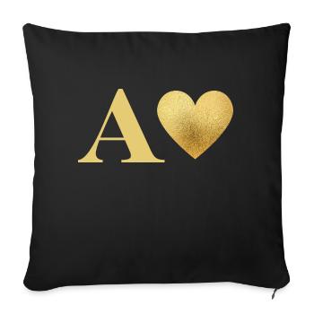 Brief mit goldenem Herz - Sofakissenbezug 45 x 45 cm - Schwarz - Vorne