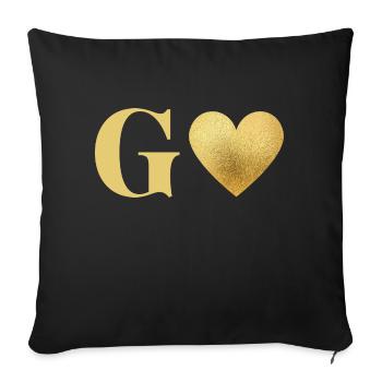 Lettre g cœur doré - Housse de coussin décorative 45 x 45 cm - noir - Devant