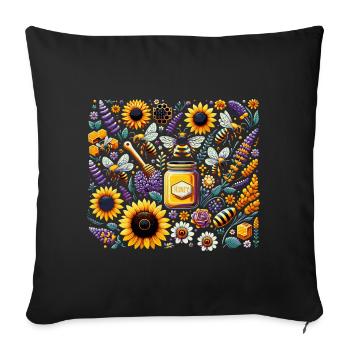 Vibrant, colorful artwork with bees - Sofa pillowcase 17,3'' x 17,3'' (45 x 45 cm) - black - Front