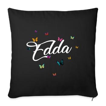 EDDA - Nom de fille avec des papillons colorés - Housse de coussin décorative 45 x 45 cm - noir - Devant