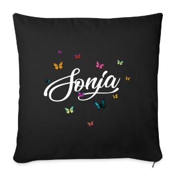 SONJA - Nom de fille avec des papillons colorés - Housse de coussin décorative 45 x 45 cm - noir - Devant