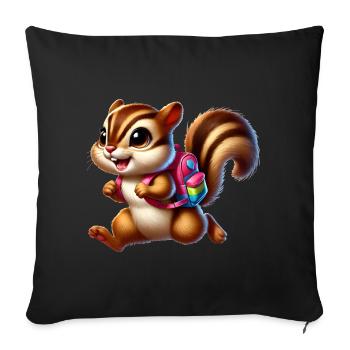 Start of school with chipmunks for school beginners - Sofa pillowcase 17,3'' x 17,3'' (45 x 45 cm) - black - Front