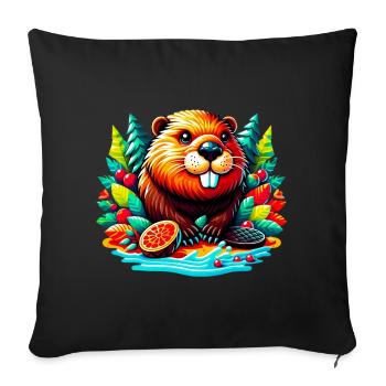 Beaver - Sofa pillowcase 17,3'' x 17,3'' (45 x 45 cm) - black - Front