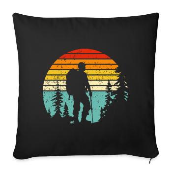 Hiker silhouette at retro bedtime - Sofa pillowcase 17,3'' x 17,3'' (45 x 45 cm) - black - Front