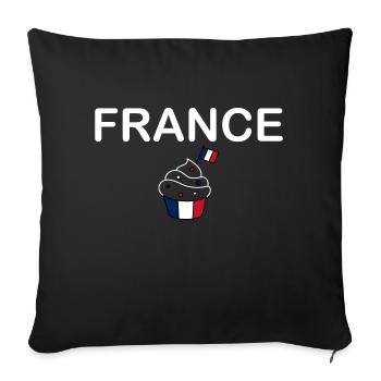 FRANCE drapeau et emblème de la France. Supporter - Housse de coussin décorative 45 x 45 cm - noir - Devant