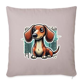Süßer Dackel Comic Stil Teckel Hund - Sofakissenbezug 45 x 45 cm - helles Taupe - Vorne