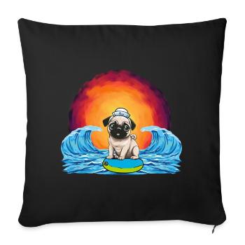 Carlin Chien Chiens Marin Marin Maritime Enfants - Housse de coussin décorative 45 x 45 cm - noir - Devant