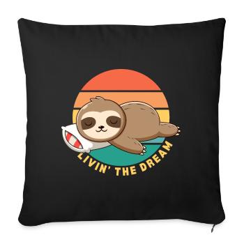 Drôle Heureux Paresseux Dormant Paresseux Vivant Le Rêve - Housse de coussin décorative 45 x 45 cm - noir - Devant