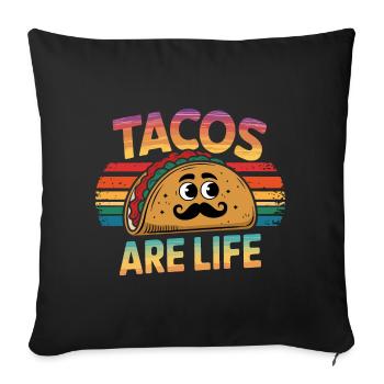 Les tacos vintage sont une illustration de la vie - Housse de coussin décorative 45 x 45 cm - noir - Devant