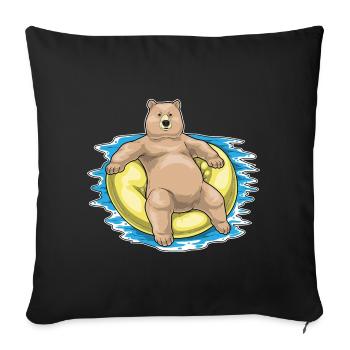 Bear Swimming Swim Ring Summer - Sofa pillowcase 17,3'' x 17,3'' (45 x 45 cm) - black - Front