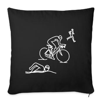Natation Cyclisme Course à pied - Housse de coussin décorative 45 x 45 cm - noir - Devant