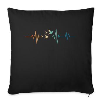 Herzschlag Retro Fliegender Vogel - Sofakissenbezug 45 x 45 cm - Schwarz - Vorne