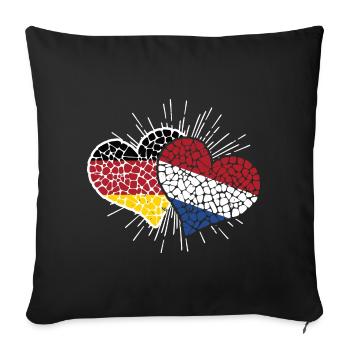 Deutschland und Niederlande Fußball Mosaik Herzen - Sofakissenbezug 45 x 45 cm - Schwarz - Vorne