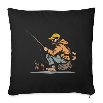 Graphiques de pêcheur - Housse de coussin décorative 45 x 45 cm - noir - Devant