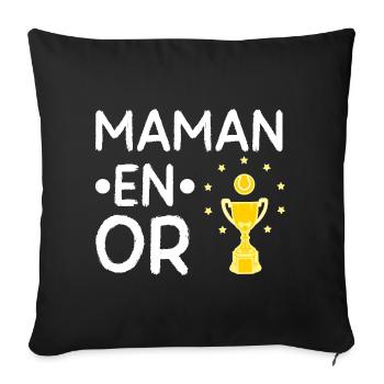 Maman en or. - Housse de coussin décorative 45 x 45 cm - noir - Devant