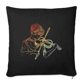 Garçon violoniste - Housse de coussin décorative 45 x 45 cm - noir - Devant