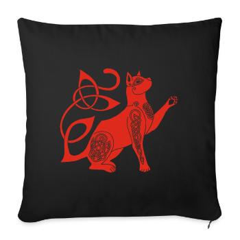 Chat rouge celte - Housse de coussin décorative 45 x 45 cm - noir - Devant
