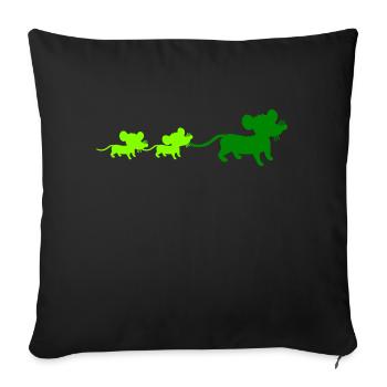 Mouse Family Mom Dad 2 Kids Mom Silhouette - Sofa pillowcase 17,3'' x 17,3'' (45 x 45 cm) - black - Front