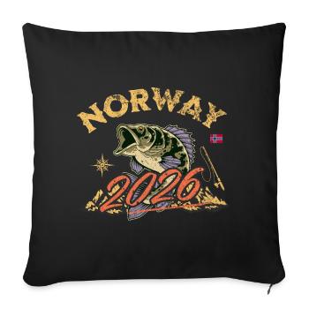 Voyage de pêche en Norvège 2026 - Housse de coussin décorative 45 x 45 cm - noir - Devant