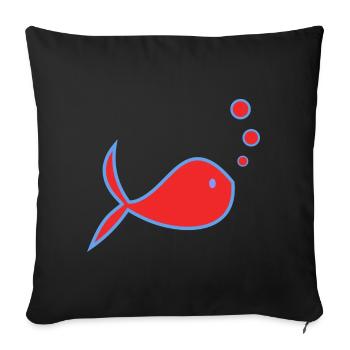 APRIL FOOL. FISH. SARDINE. ANNIVERSARY - Sofa pillowcase 17,3'' x 17,3'' (45 x 45 cm) - black - Front