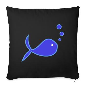 FISH. SARDINE. APRIL FOOL. SEA. OCEAN - Sofa pillowcase 17,3'' x 17,3'' (45 x 45 cm) - black - Front