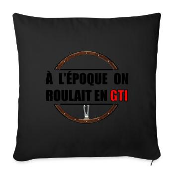 A l époque on roulait en voiture de sport - Housse de coussin décorative 45 x 45 cm - noir - Devant