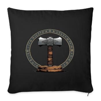 Wikinger Hammer Krieger Walhalla Runenkreis Thor - Sofakissenbezug 45 x 45 cm - Schwarz - Vorne