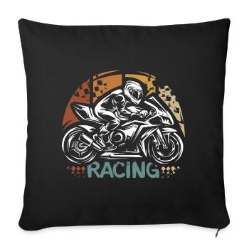 retro superbike racing - biker racer illustration - Sofa pillowcase 17,3'' x 17,3'' (45 x 45 cm) - black - Front